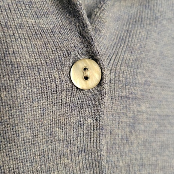Vintage 80s Merino Wool Button Front Cardigan Sweater Blue Collared Knit Top M - Picture 10 of 10